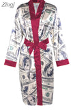 Aesthetic Cardigan Long Sleeve Midi Bandage Dress Money Pajamas Fall Clothes for Women 2023 Fashion Sexy Lounge