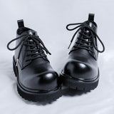 Zingj Martin Boots Men's Fall / Winter British Gauge Tide Tooling Locomotive Black Knight Short Boots