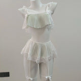 Summer New Sexy Lace Pajamas Women Pure Desire High-End Transparent Printing Home Three Sets Of
