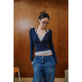 Fake Two Piece Halter Long Sleeve TeeOutfit