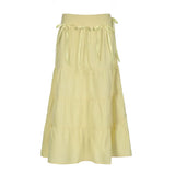 Vintage Crumbat Splicing Half-Body Skirt Holiday High-Waisted Thin A-Shaped Skirt New Mid-Long