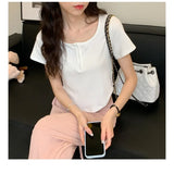 Zingj T-Shirt Female 2024 Summer New Korean Version Casual Show Thin Inside The Students Slim High Waist Student Jacket