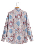 Women's Printed Casual Shirt + Wide Leg Trousers Set