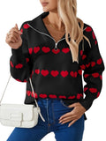 And Winter New Sweater Women Fashion Zipper Love Love Long-Sleeved