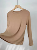 Zingj Comfortable Super Soft Modal Cotton Long Sleeve T-Shirt Women's Spring New Solid Color Round Collar With A Bottom