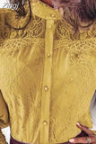 Fashion Vintage Shirts Woman Long Flare Sleeve Autumn Tops Slim Hollow Stand Collar Lace Blouse Women Blusas Mujer