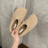 Retro Lamb Hair Plus Plush Fur Slippers Women's Bag Head Dragging Fairy Wind Lazy Cotton