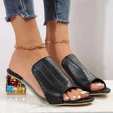 Dew Outside Wearing Large-Size Women's Shoes Coarse Heel Drag Women's Shoes Candy Color Temperament And Cool