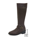 High-Trace With The Knight Boots Women's New Side Zipper Belt Buckle Locomotive