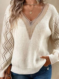 V-Neck Lace New Sweater Loose Casual Jacket Women's Knitwear