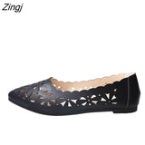 Women Hollow Flats Sandals Soft Ballet Shoes Female Fashion Casual PU Flats Slip On Breathable Comfort Ladies