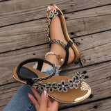 Cool Slippers 2025 Summer New Women's Flowers Decorated With A Foot Pedaled Sandals Fashion