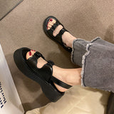 With Thick-Soled Sandals Female Big Head Buckle Beach Woman Womenssandals Rome