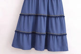 Women's New V-Neck Splicing Tuxedo Su Hundred Fold Dress