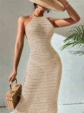 And Summer New Body Repair Neck Tie Bare Back Knitted Sweater