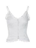 V Neck Lace Embroidery Cami Top-Outfit