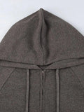 Solid Ribbed Zip Up Drawstring Hooded Long Sleeve Knit- Outfit