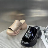 And Fish Mouth Slippers Women 2025 Summer New Patent Pine Cake Small Man Wearing A Word Cold Slippers