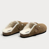 Birken Shoes Autumn And Winter New One-Legged Plus Velvet Boken Flat-Bottomed Half-Dragging Cotton Shoes Office Home Lazy