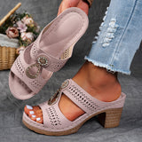 Summer New Large-Size Flat-Bottomed Hollow Pure-Color Slippers Car Sewing Middle-Nintered Shoes