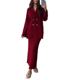 Women's New French Temperament Solid Color Commute Button-In- Cardigan Suit
