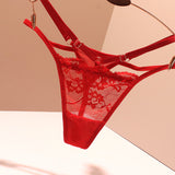 Thong Trousers Hollow Sexy Transparent Lace Without Trace Buckle Clasp Tight Tray Insightless Trace Ultra-Thin Low-Waisted Trousers