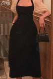 Sleeve Women Elegant Casual Halter Midi Dress Evening Short Sleeve A-Line Party Vestidos Female Fashion Clothes Summer