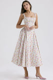 Zingj 24 Years Broken Flower Bohemian Wind Waist Show Thin Back Holiday Wind Sling Medium Long Dress