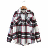 Autumn Women's Wear Urban Leisure Woolen Plaid Shirt