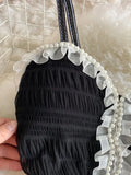Women Black Sexy Bodycon Party Dress Elegant Beading High Waist Sleeveless Spaghetti Strap Mini Vestidos Female