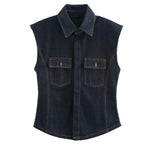 Women's INS Explosion Casual Sleeveless Cowboy Backs Trousers