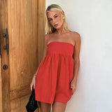 Solid Tube Bandeau Mini Dress-Outfit Ideas