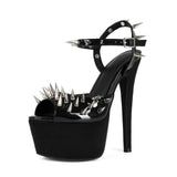 Club Sexy Rivet Black Water Table Fine High Heel Transfled Large Women High Heel