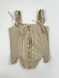 Lace Up Asymmetric Corset Top-Outfit