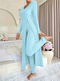 Autumn And Winter Design With A Sense Of Round Neck Opening Fork Long Coat Trousers Casual Fashion