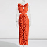 Temperament Famous Wind Dress 2025 New V Collar 100 Folding Wood Ear Design High Waist Open Fork Dress