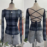 Print Repair Body Clothes Bump Color Mesh Strapd To The Big Bare Back Long-Sleeved Bottom Shirt T-Shirt