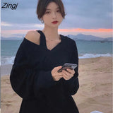 Women Chic Loose Long Sleeve Basic Autumn Ladies Clothing Korean Fashion Outerwear V-neck Female Streetwear