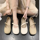 Zingj Mary Jane Spring And Summer Round Head Versatile Fairy Wind Single Shoes Female Shallow Mouth Bean Shoes Gentle Wind Late Late Shoes-Outfit