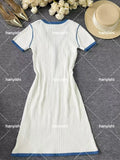 Autumn And Winter Elegant Leisure Knitted Dress V Collar Thin Fashion Commuting