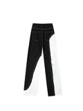 Patchwork Jeans Pants Women Straight Jeans High Waist Streetwear Y2k Retro Pants Casual Ladies Denim Wide Leg Trouser