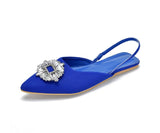 And South Korea Pingtou Tips Drill Sandals Women's New Baotou Velvet Flat Behind The Empty Single Shoes