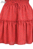 Chiffon Shorts Skirt Women Fashion Korean High Waist Floral Print A-LINE Mini Skirt