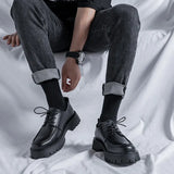 Zingj Big Head Leather Shoes Male Trend Thick British Youth Increased Casual Men's Shoes