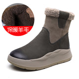 Velvet Snow Boots Winter Thick Cotton Boots Girl Retro Color Layer Kraft High Help Short Boots Plus