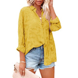 Color Hollow Chiffon Shirt Women's Spring/Summer 2023 New Tops Jacquard Button Long Sleeve Shirt Women Clothes