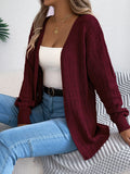 And Winter Pure Color Hollow Lantern Long-Sleeved Sleeve Sweater Long Coat Women's