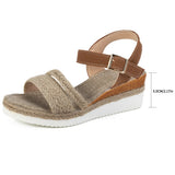Grass Weaping Hemp Rope Slopes And Light Sandals Women Thick-Spoe With Buckle Beach Cool