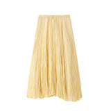 New Wrinkles Effect Solid Color Fan Flute Skirt Skirt