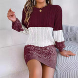 Shooting 2025 Autumn And Winter Casual Lantern Sleeve Sweater Dress Women's